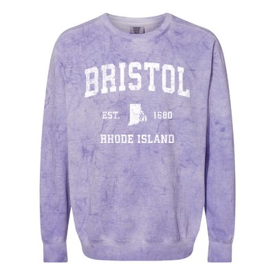 Bristol Rhode Island Ri Vintage Sports Colorblast Crewneck Sweatshirt