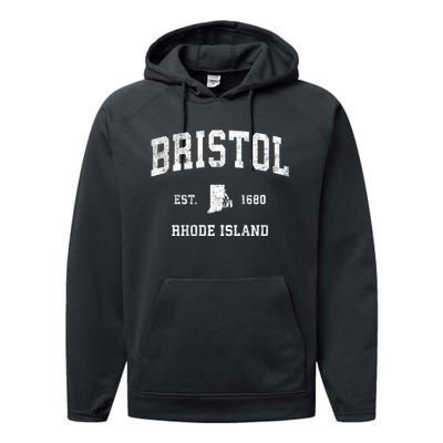 Bristol Rhode Island Ri Vintage Sports Performance Fleece Hoodie