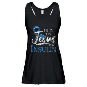 Blue Ribbon I Run On Jesus And Insulin Diabetes Awareness Ladies Essential Flowy Tank