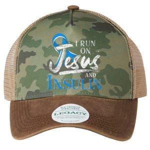 Blue Ribbon I Run On Jesus And Insulin Diabetes Awareness Legacy Tie Dye Trucker Hat