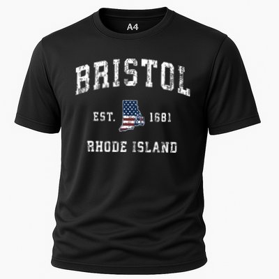 Bristol Rhode Island Ri Vintage American Flag Sports Design Performance Shirt