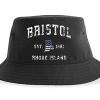 Bristol Rhode Island Ri Vintage American Flag Sports Design Sustainable Bucket Hat