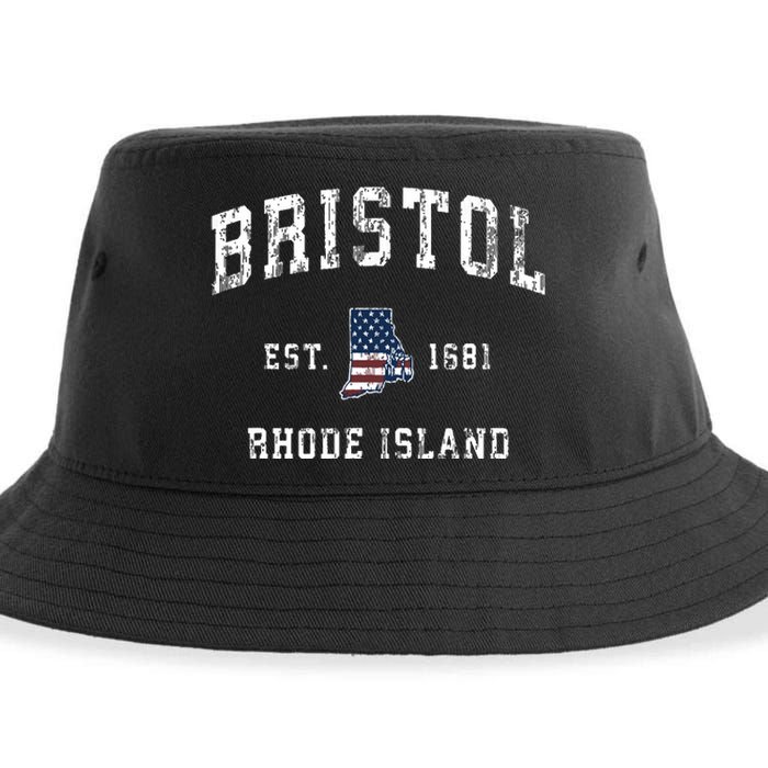 Bristol Rhode Island Ri Vintage American Flag Sports Design Sustainable Bucket Hat