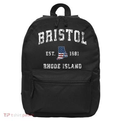 Bristol Rhode Island Ri Vintage American Flag Sports Design 16 in Basic Backpack