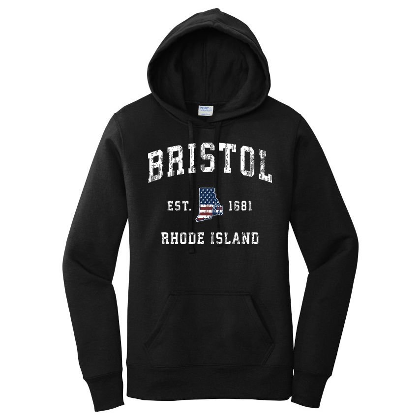 Bristol Rhode Island Ri Vintage American Flag Sports Design Women's Pullover Hoodie