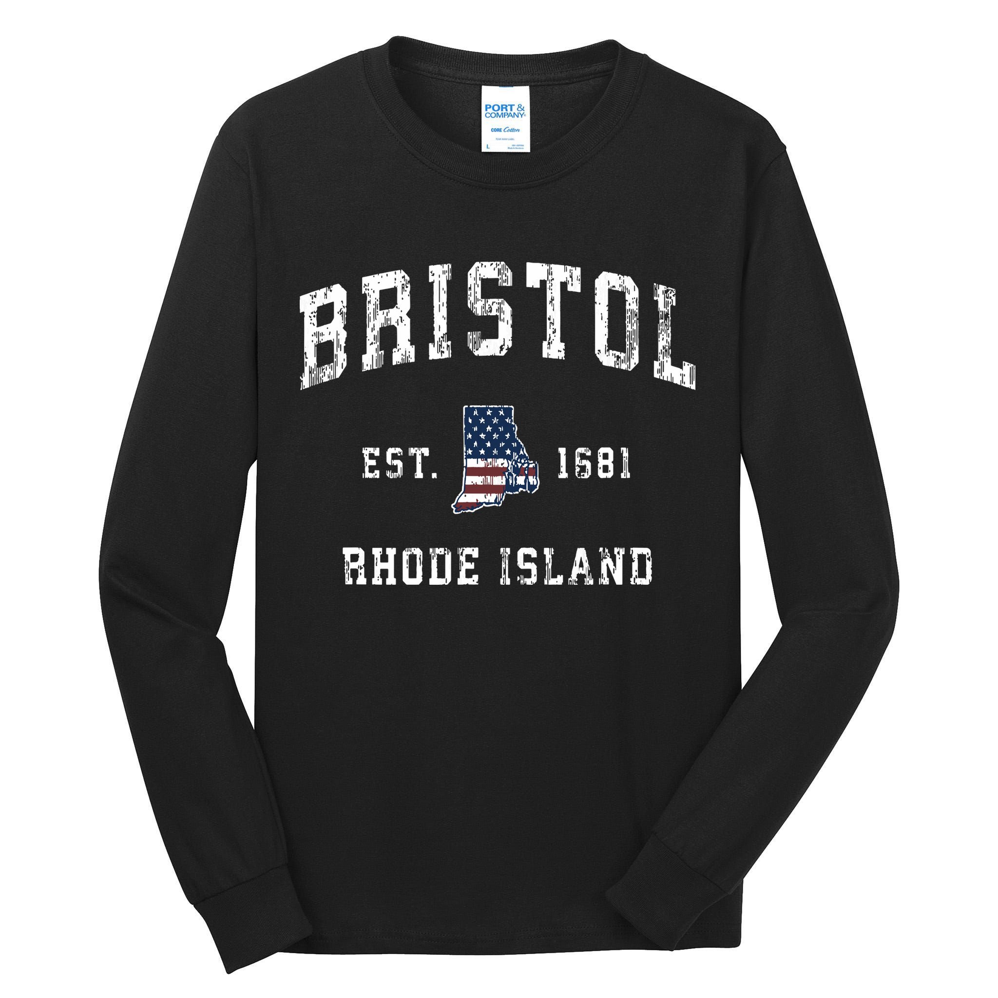 Bristol Rhode Island Ri Vintage American Flag Sports Design Tall Long Sleeve T-Shirt