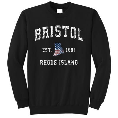 Bristol Rhode Island Ri Vintage American Flag Sports Design Tall Sweatshirt