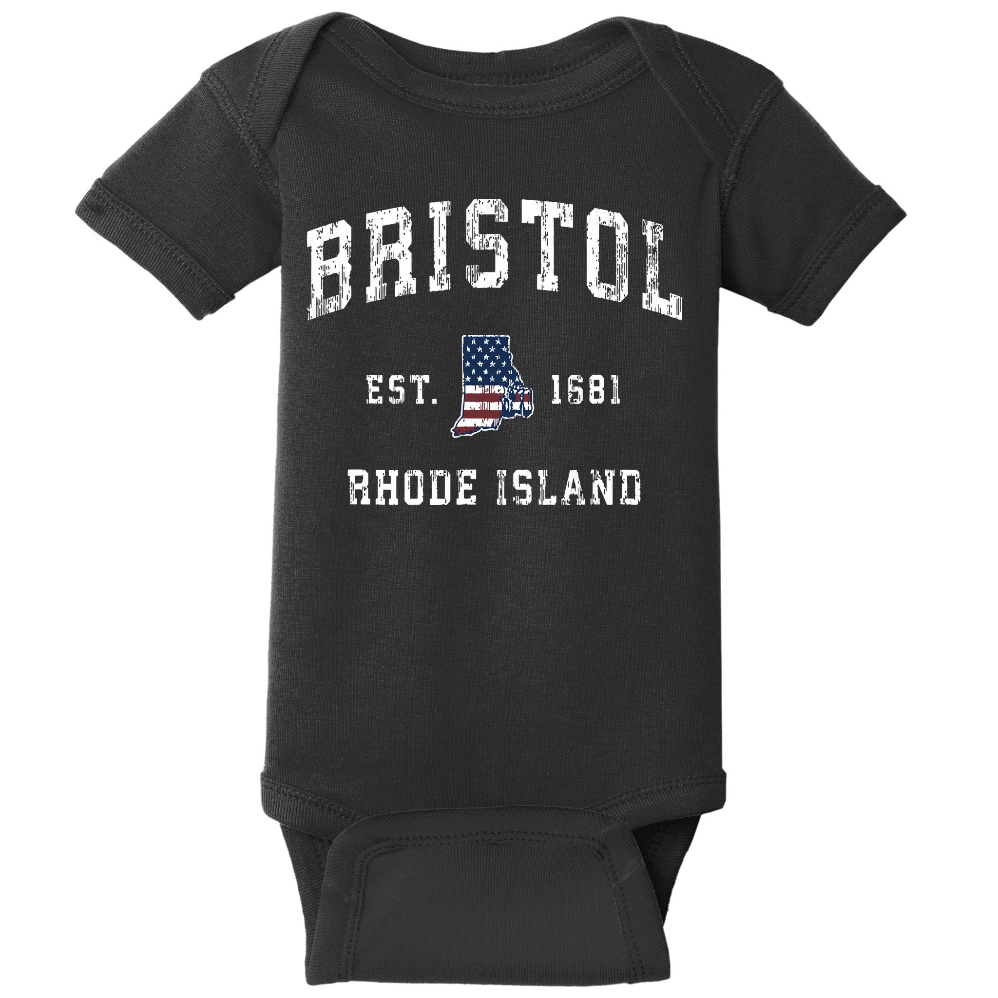 Bristol Rhode Island Ri Vintage American Flag Sports Design Baby Bodysuit