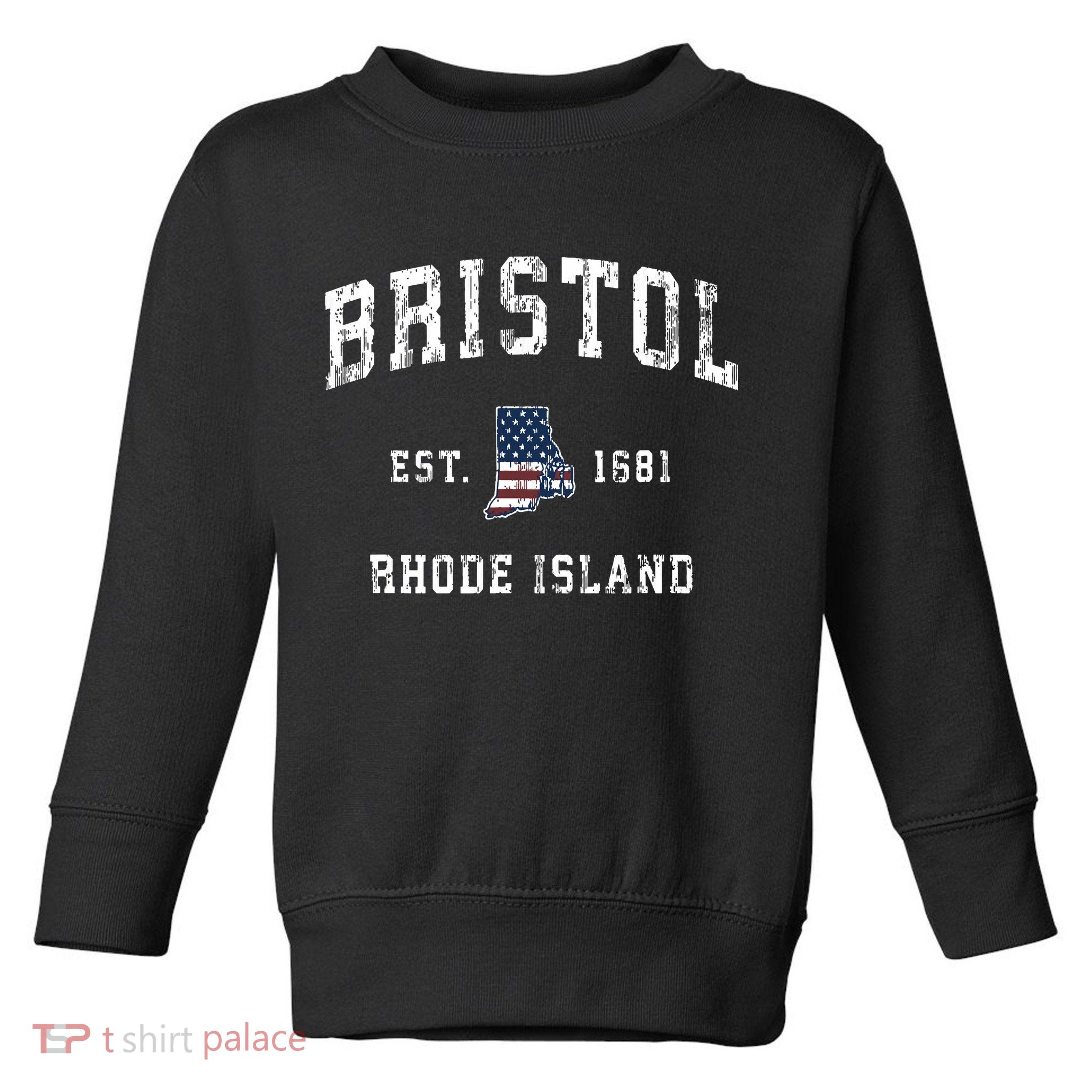 Bristol Rhode Island Ri Vintage American Flag Sports Design Toddler Sweatshirt