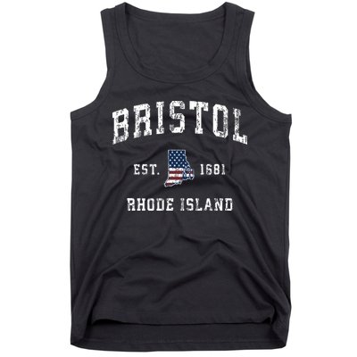 Bristol Rhode Island Ri Vintage American Flag Sports Design Tank Top