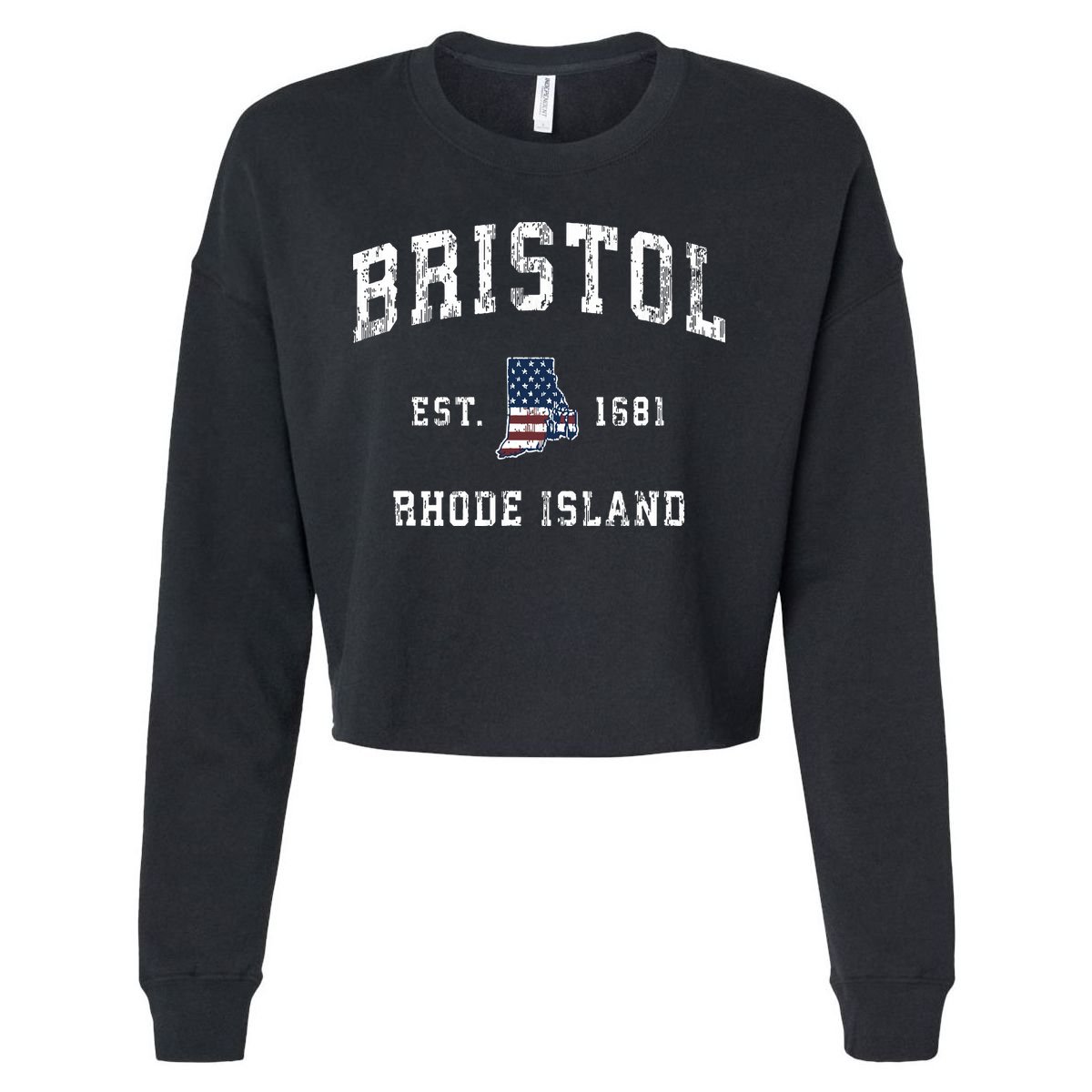 Bristol Rhode Island Ri Vintage American Flag Sports Design Cropped Pullover Crew