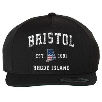 Bristol Rhode Island Ri Vintage American Flag Sports Design Wool Snapback Cap