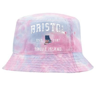 Bristol Rhode Island Ri Vintage American Flag Sports Design Tie-Dyed Bucket Hat