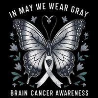 Butterfly Ribbon In May We Wear Gray Brain Cancer Awareness Toddler Hoodie