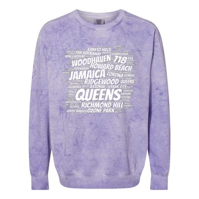 Born Raised In Queens Borough New York City Colorblast Crewneck Sweatshirt