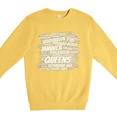 Born Raised In Queens Borough New York City Premium Crewneck Sweatshirt