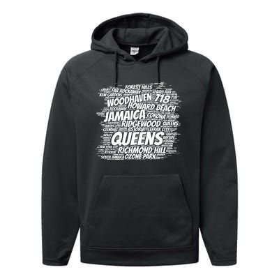 Born Raised In Queens Borough New York City Performance Fleece Hoodie