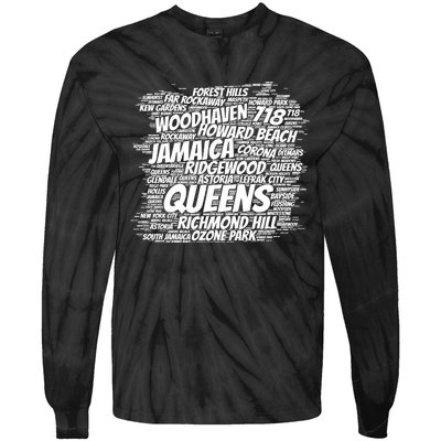 Born Raised In Queens Borough New York City Tie-Dye Long Sleeve Shirt