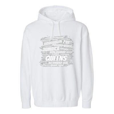 Born Raised In Queens Borough New York City Garment-Dyed Fleece Hoodie