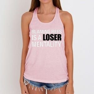 Blaming Refs Is A Loser Mentality Funny Women's Knotted Racerback Tank