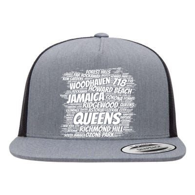 Born Raised In Queens Borough New York City Flat Bill Trucker Hat