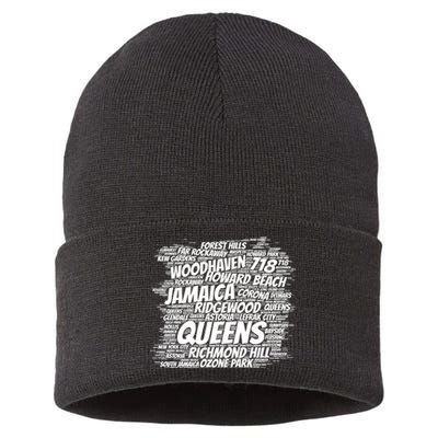 Born Raised In Queens Borough New York City Sustainable Knit Beanie