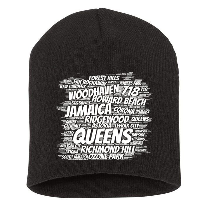 Born Raised In Queens Borough New York City Short Acrylic Beanie