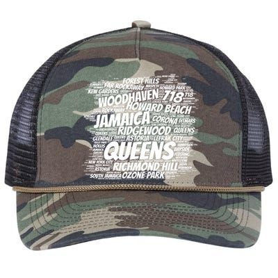 Born Raised In Queens Borough New York City Retro Rope Trucker Hat Cap