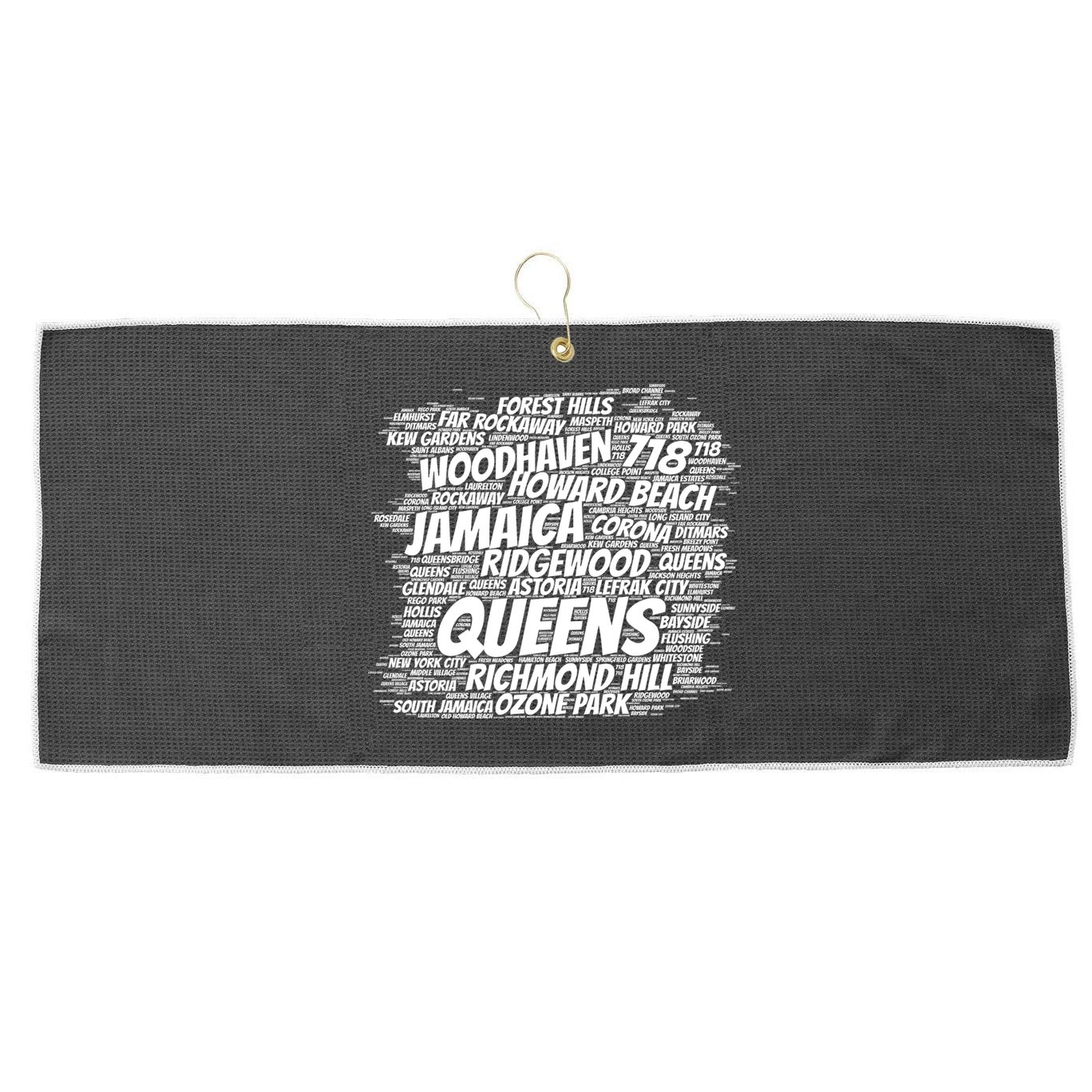 Born Raised In Queens Borough New York City Gift Large Microfiber Waffle Golf Towel