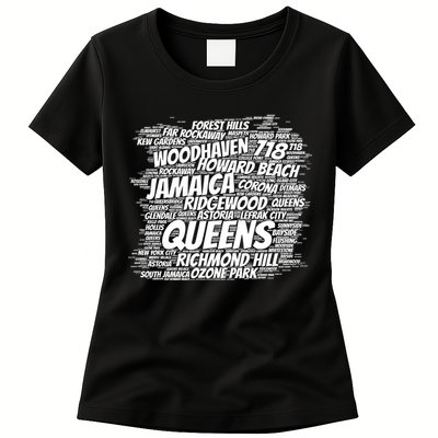 Born Raised In Queens Borough New York City Gift Womens T-Shirt