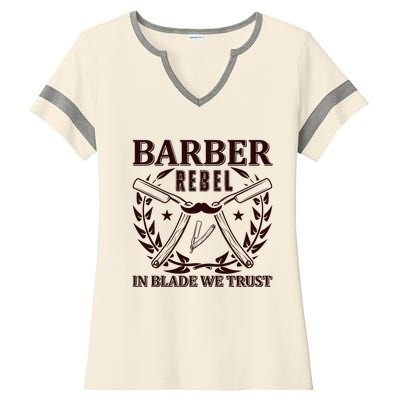 Barber Rebel In Blade We Trust Ladies Halftime Notch Neck Tee