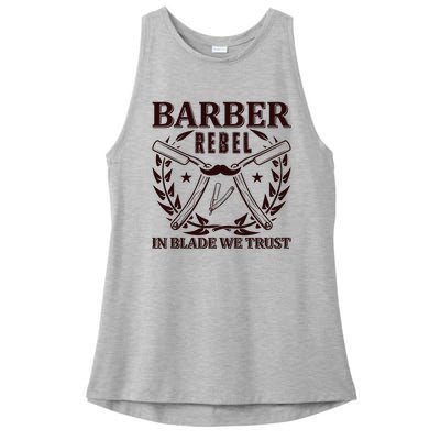 Barber Rebel In Blade We Trust Ladies PosiCharge Tri-Blend Wicking Tank