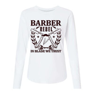 Barber Rebel In Blade We Trust Womens Cotton Relaxed Long Sleeve T-Shirt