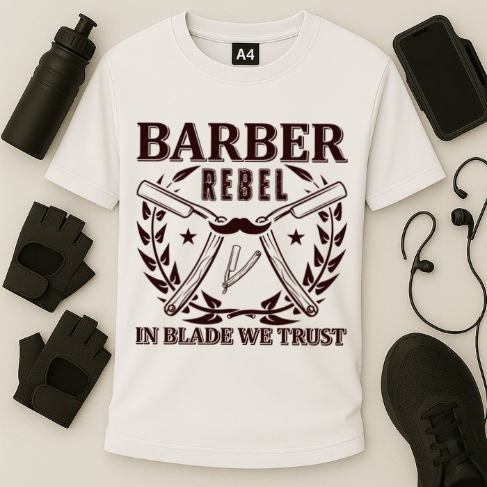 Barber Rebel In Blade We Trust Cooling Performance Crew T-Shirt