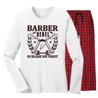 Barber Rebel In Blade We Trust Women's Long Sleeve Flannel Pajama Set 