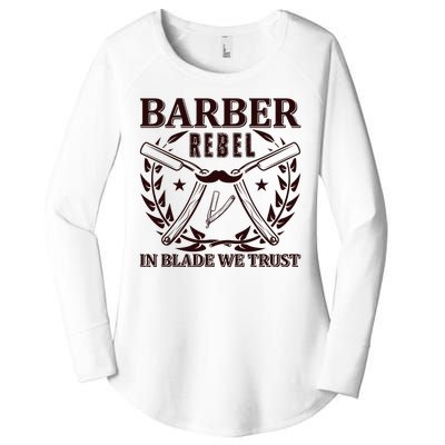 Barber Rebel In Blade We Trust Women's Perfect Tri Tunic Long Sleeve Shirt