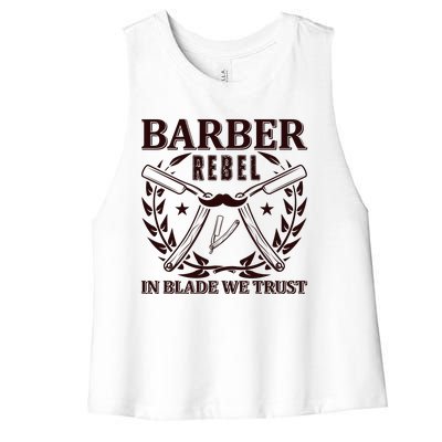 Barber Rebel In Blade We Trust Women's Racerback Cropped Tank