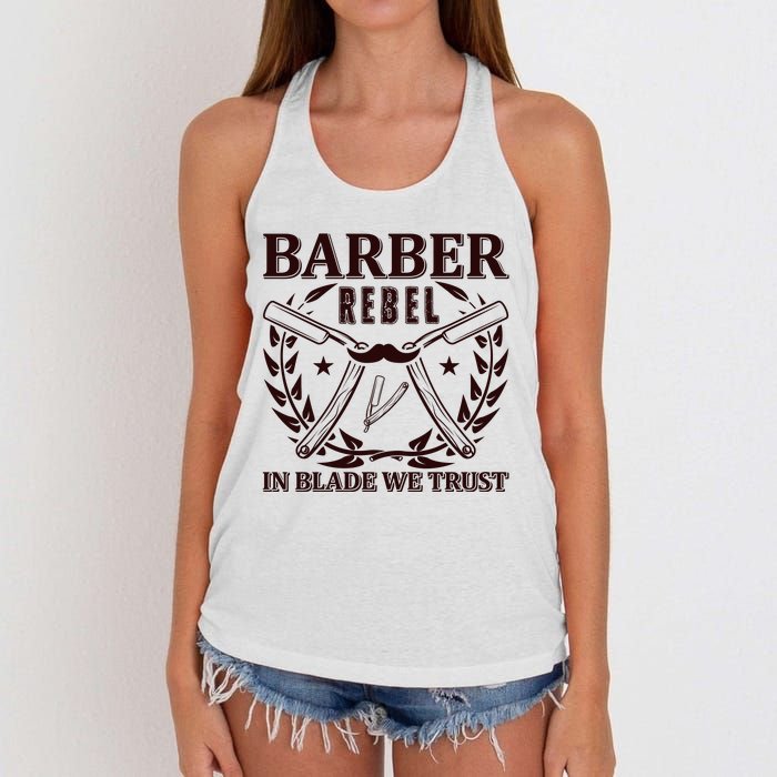 Barber Rebel In Blade We Trust Women's Knotted Racerback Tank