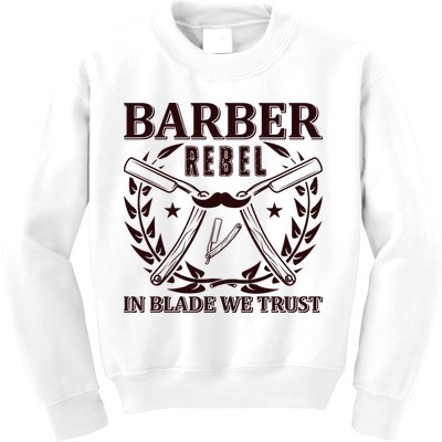 Barber Rebel In Blade We Trust Kids Sweatshirt