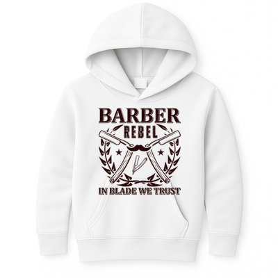 Barber Rebel In Blade We Trust Kids Hoodie