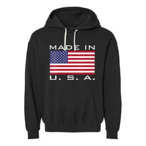 BORN & RAISED IN USA FLAG AMERICAN MADE BRED AMERICA Garment-Dyed Fleece Hoodie