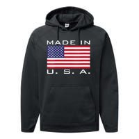 BORN & RAISED IN USA FLAG AMERICAN MADE BRED AMERICA Performance Fleece Hoodie