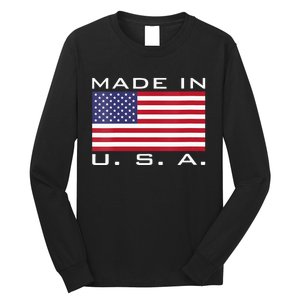 BORN & RAISED IN USA FLAG AMERICAN MADE BRED AMERICA Long Sleeve Shirt