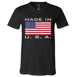 BORN & RAISED IN USA FLAG AMERICAN MADE BRED AMERICA V-Neck T-Shirt