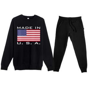 BORN & RAISED IN USA FLAG AMERICAN MADE BRED AMERICA Premium Crewneck Sweatsuit Set