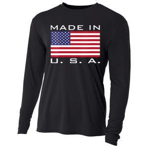 BORN & RAISED IN USA FLAG AMERICAN MADE BRED AMERICA Cooling Performance Long Sleeve Crew