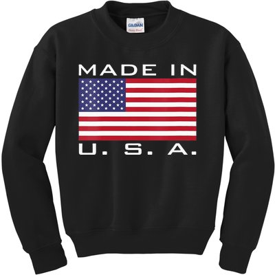 BORN & RAISED IN USA FLAG AMERICAN MADE BRED AMERICA Kids Sweatshirt