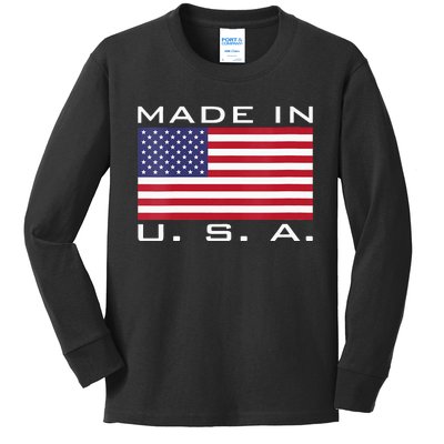 BORN & RAISED IN USA FLAG AMERICAN MADE BRED AMERICA Kids Long Sleeve Shirt