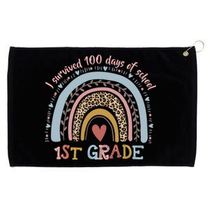 Boho Rainbow I Survived 100 Days Of 1st Grade School Student Funny Gift Grommeted Golf Towel