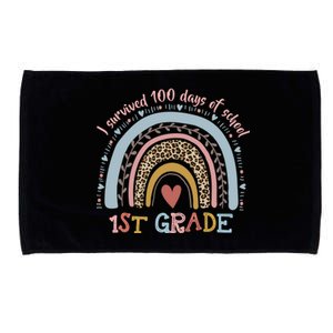 Boho Rainbow I Survived 100 Days Of 1st Grade School Student Funny Gift Microfiber Hand Towel